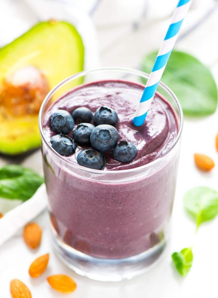 Blueberry banana avocado smoothie by Well Plated
