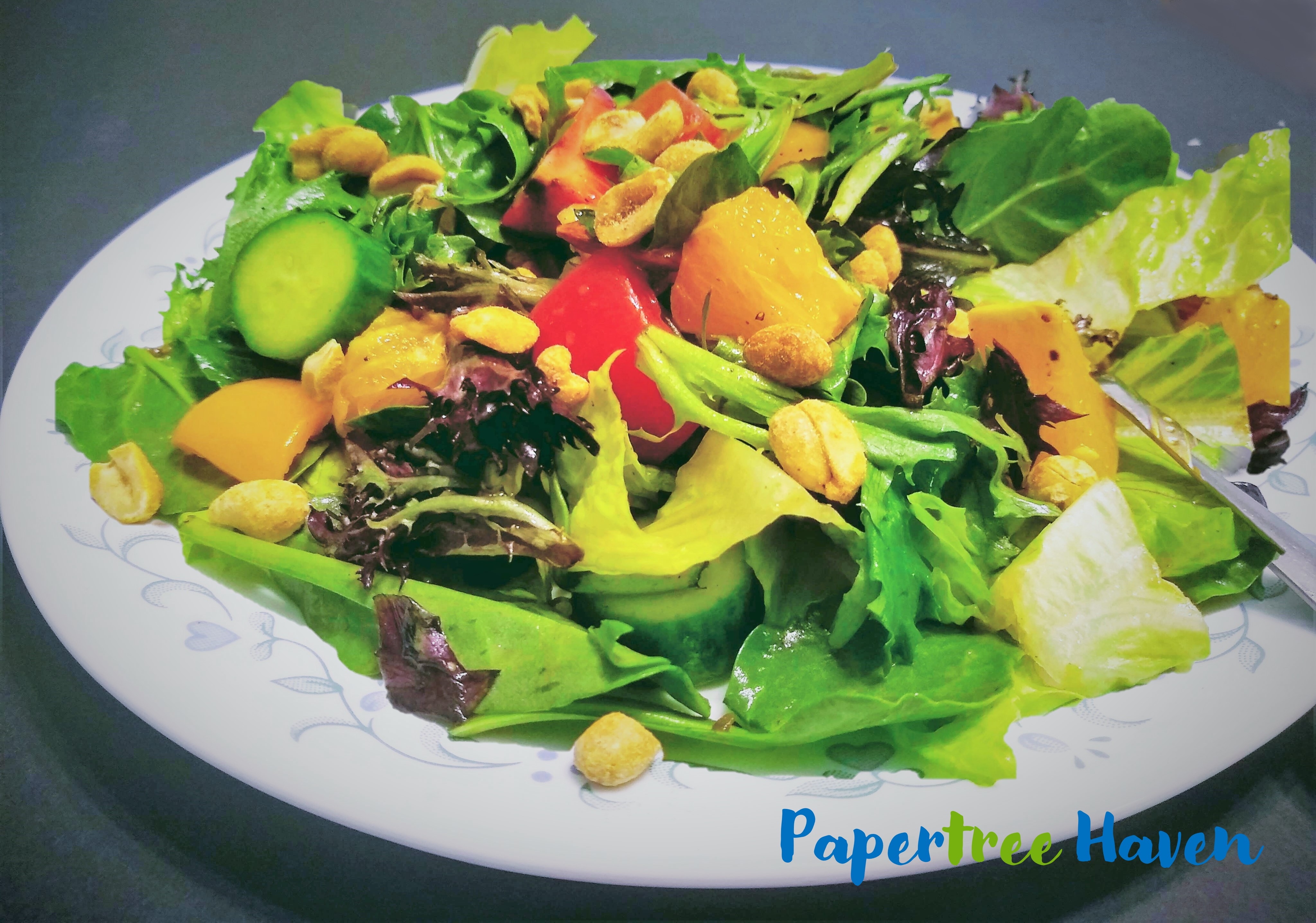 spring mix salad with asian dressing