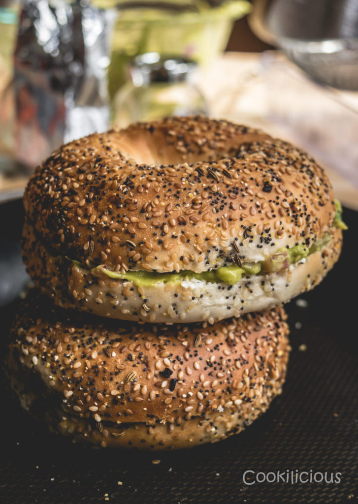 Breakfast Bagel Sandwich With Guacamole by Cookilicious