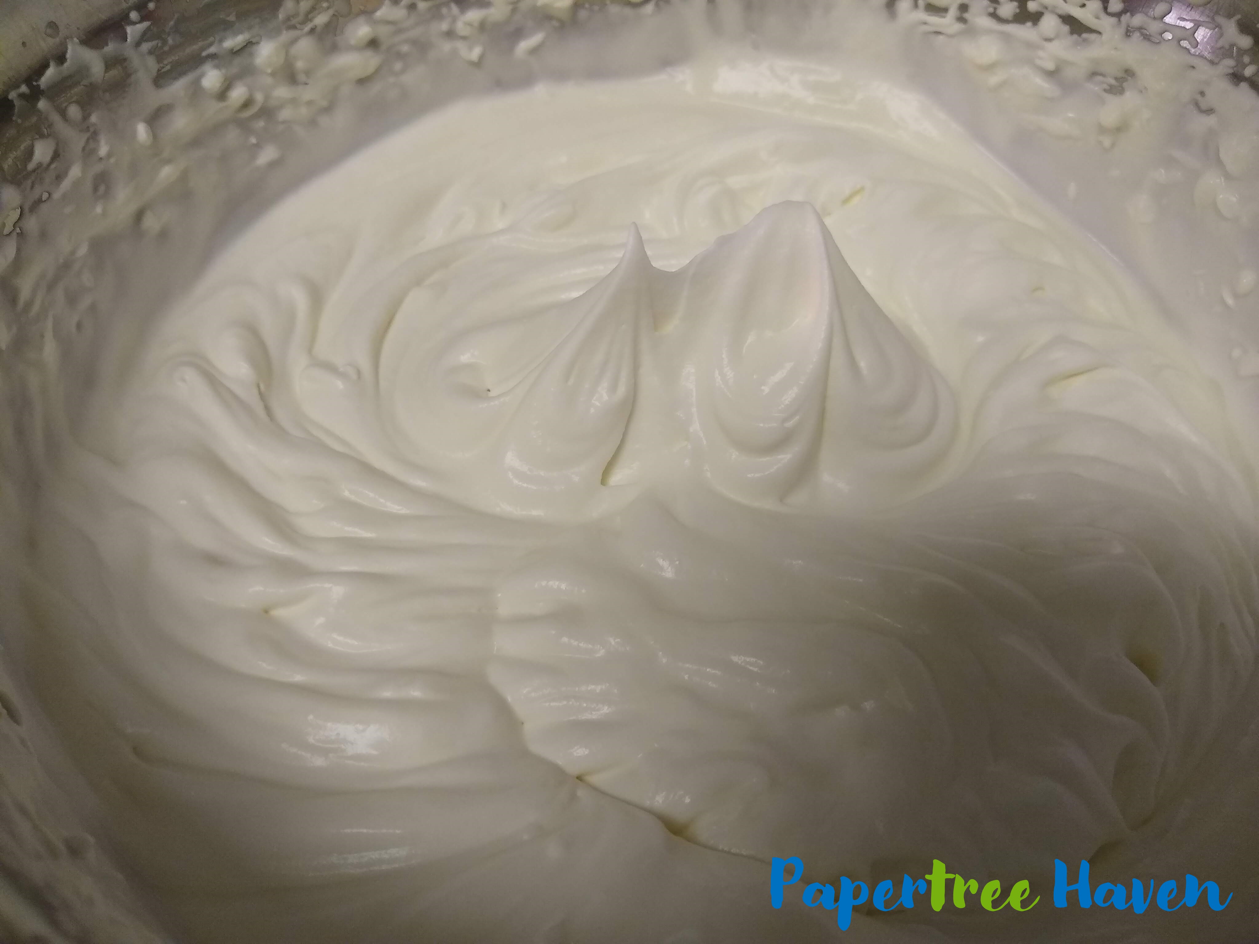 whipped cream with stiff peaks to make home made ice cream