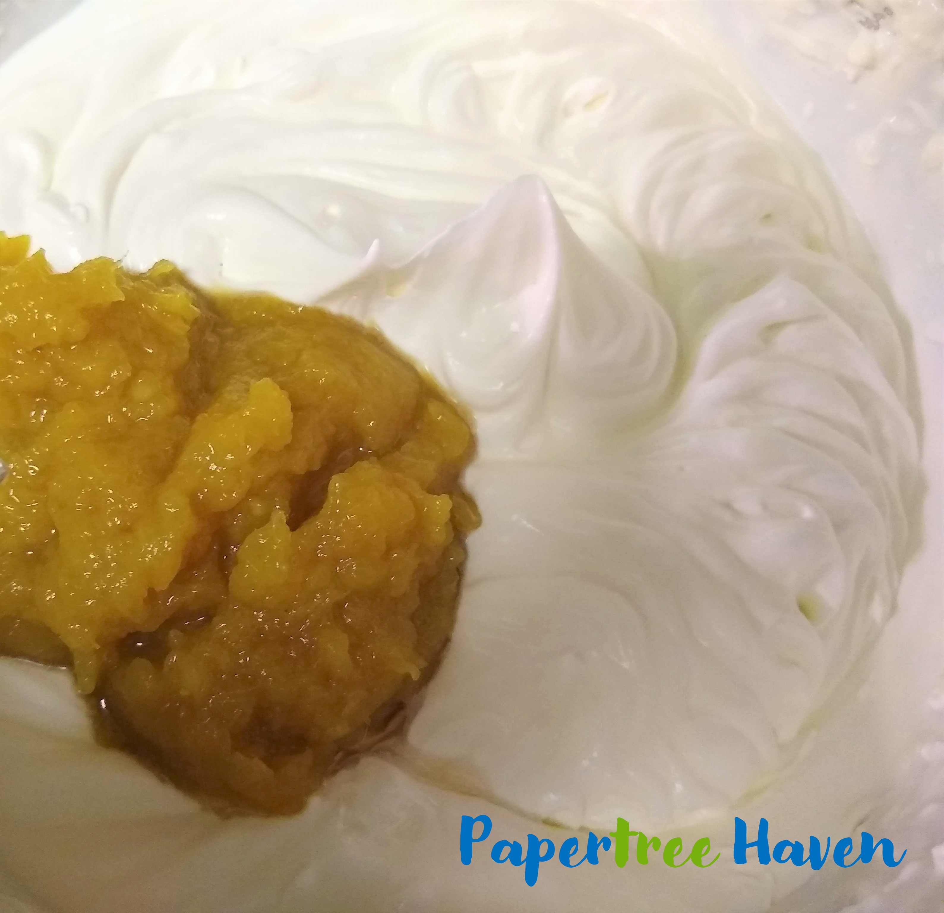 add pineapple jam to whipped cream for making pineapple ice cream recipe